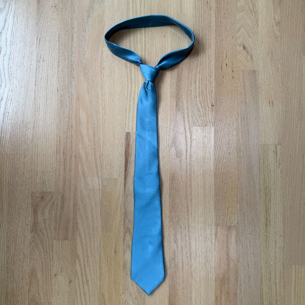 KissTies Men’s Teal Blue Satin Necktie Solid Wedding Formal Cat Lining Formal